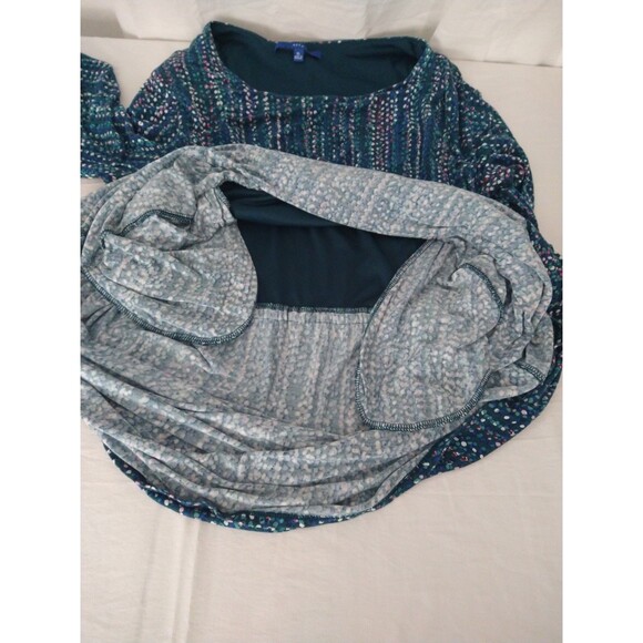 Apt. 9 Dress XL Blue w/colorful dots long sleeve jersey Elastic Waist top lined - Picture 9 of 10